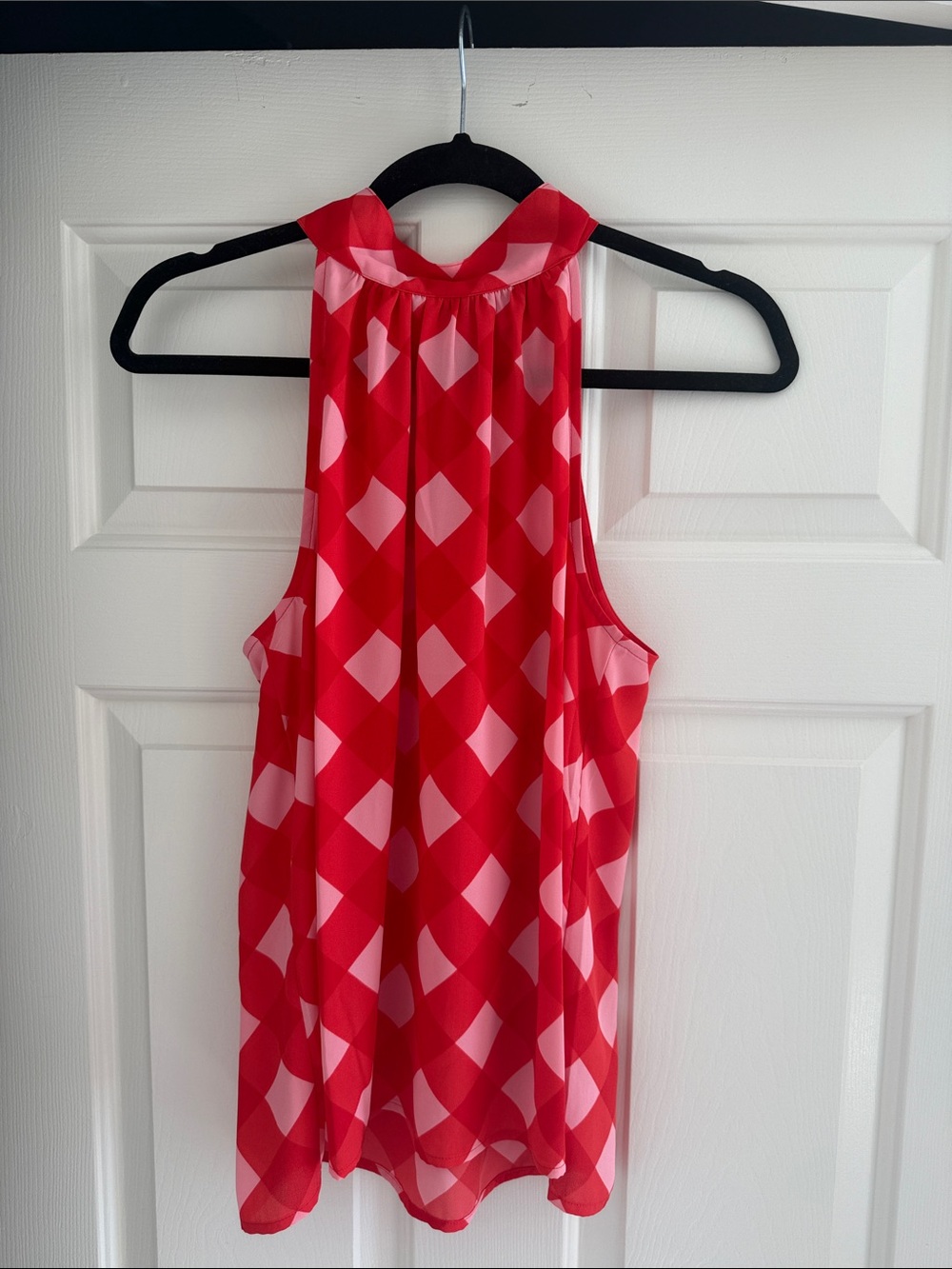 J. Crew Red & Pink Geometric Halter Camisole